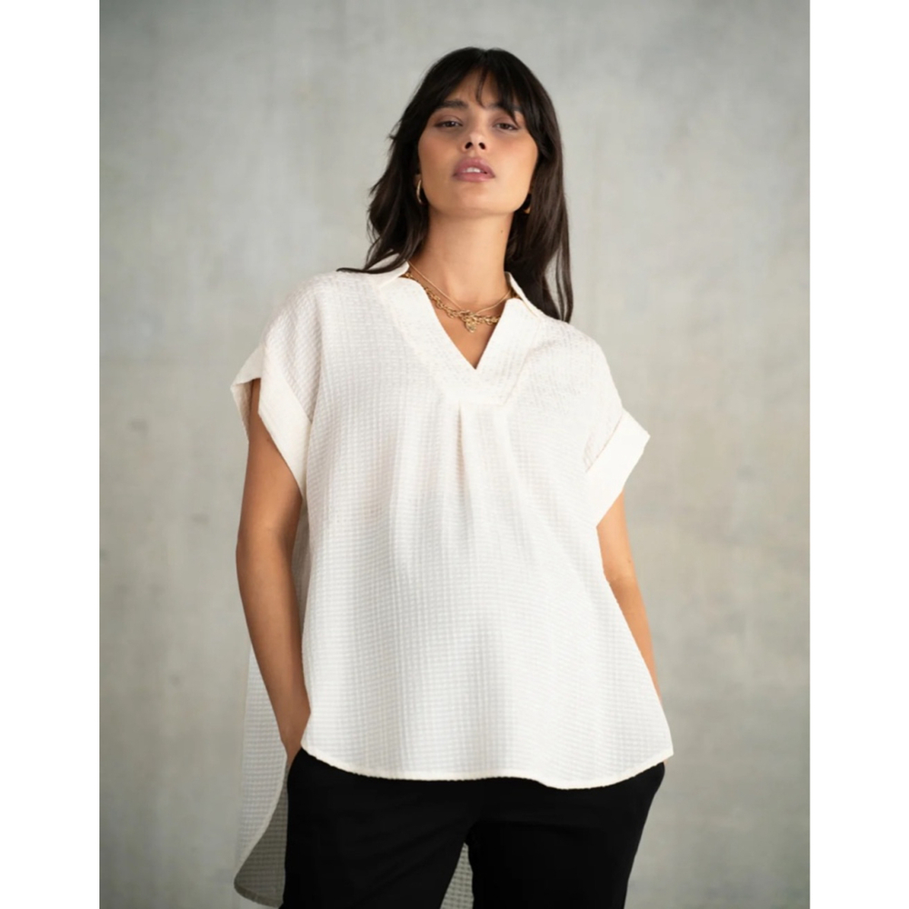 Seraphine Textured Maternity Blouse Ecru Size 2 – Nursing Friendly